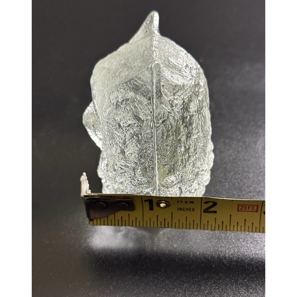 Vintage Pukeberg Sweden Textured Art Glass Owl Crystal Paperweight Figurine - Picture 11 of 13